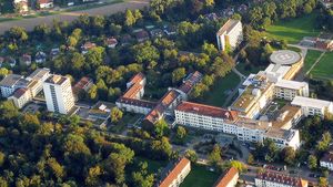 Das Diakonissenkrankenhaus Karlsruhe-Rüppurr aus der Luft fotografiert