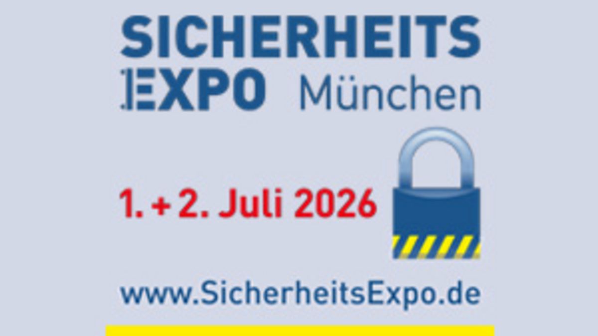 Logo der Sicherheitsexpo mit dem Veranstaltungsdatum (1. und 2. Juli 2026) und dem Link zur Website (www.SicherheitsExpo.de).