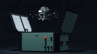 Das Bild zeigt Securitons neue Abfangdrohne „SecuriDrone Interceptor Iron Drone“ 