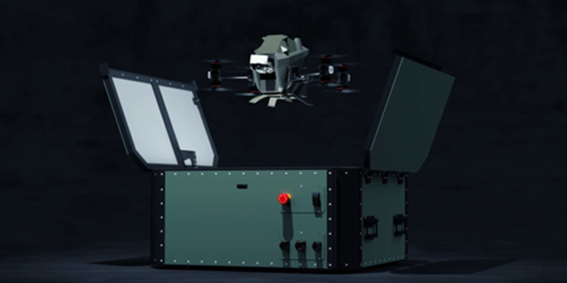 Das Bild zeigt Securitons neue Abfangdrohne „SecuriDrone Interceptor Iron Drone“ 