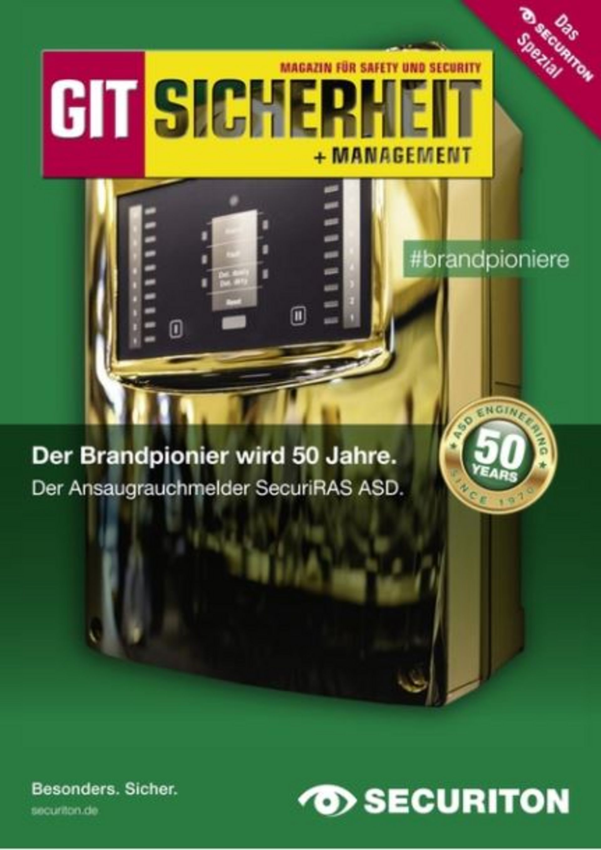 Titelbild GIT Sicherheit mit dem vergoldeten SecuriRAS ASD
