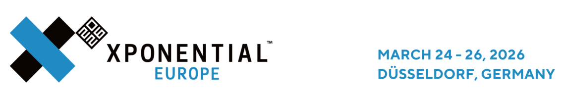 Das Bild zeigt in einem Bannerformat auf der linken Seite das Xponential-Logo & auf der rechten Seite das Veranstaltungsdatum für das Jahr 2026 sowie den Veranstaltungsort. Die Messe findet in Düsseldorf vom 24. - 26. März statt.