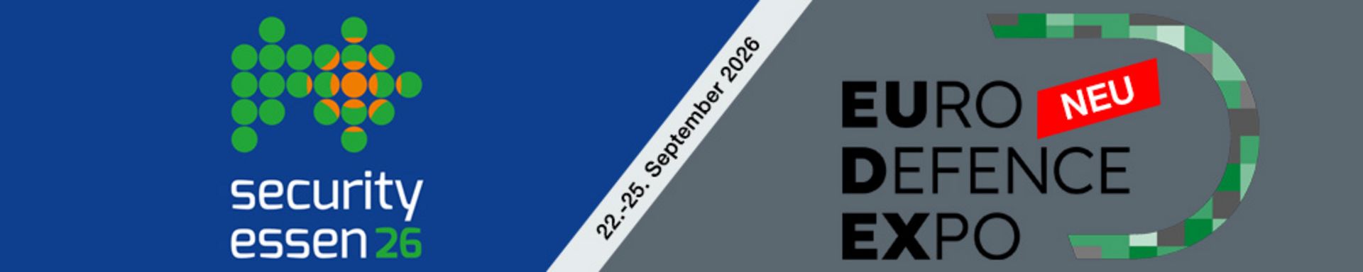Die Logos der Messe Security, Securiton Deutschland, der Messe Security und Messe Eudex sind auf einem Banner-Bild nebeneinander abgebildet.