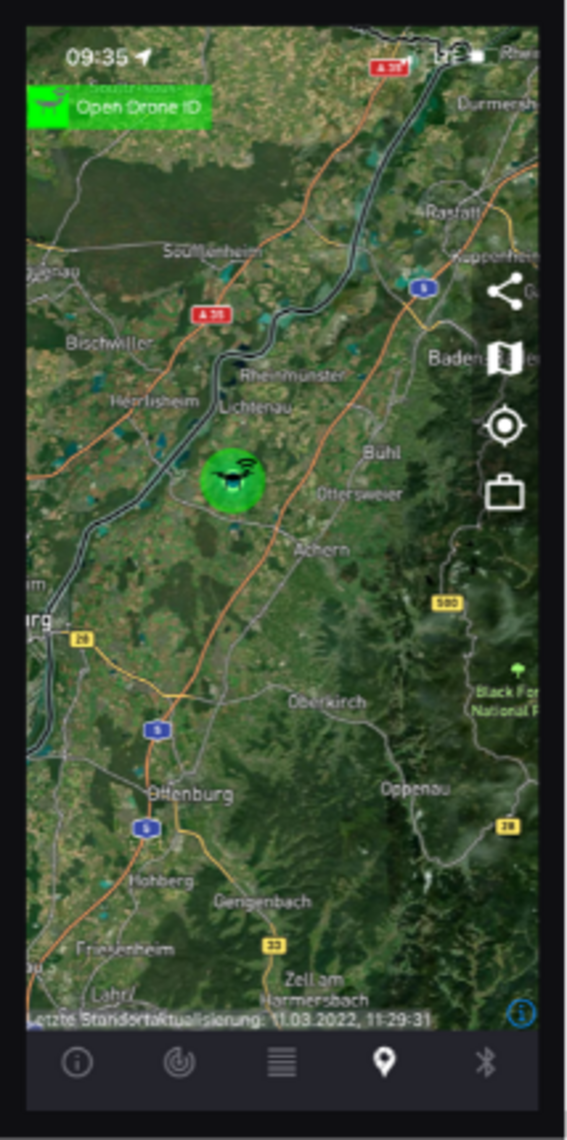 Screenshot der Standort-Abbildung in der App.