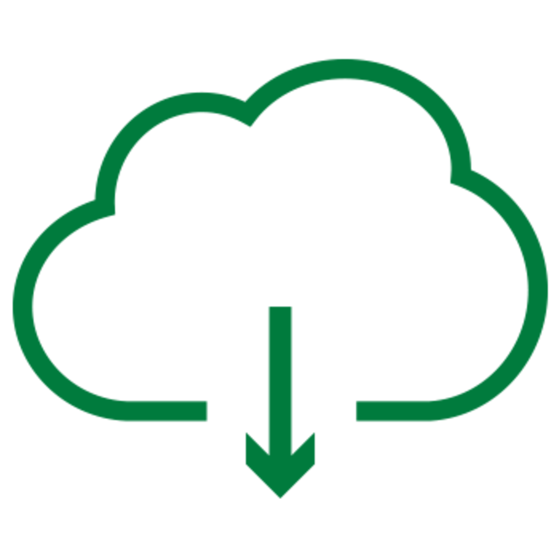 Icon einer Wolke mit einem Pfeil an der Unterseite, der nach unten zeigt.